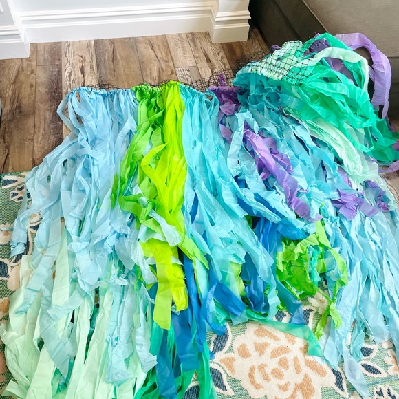 Ariel Little Mermaid Baby Shark Girls Birthday Party Fringe Streamer Backdrop - Picture 2 of 7